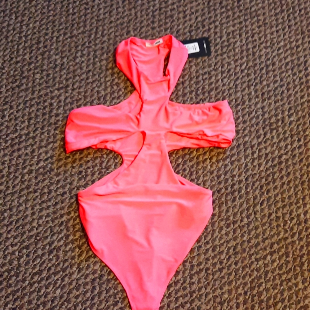 Neon cut out bodysuit